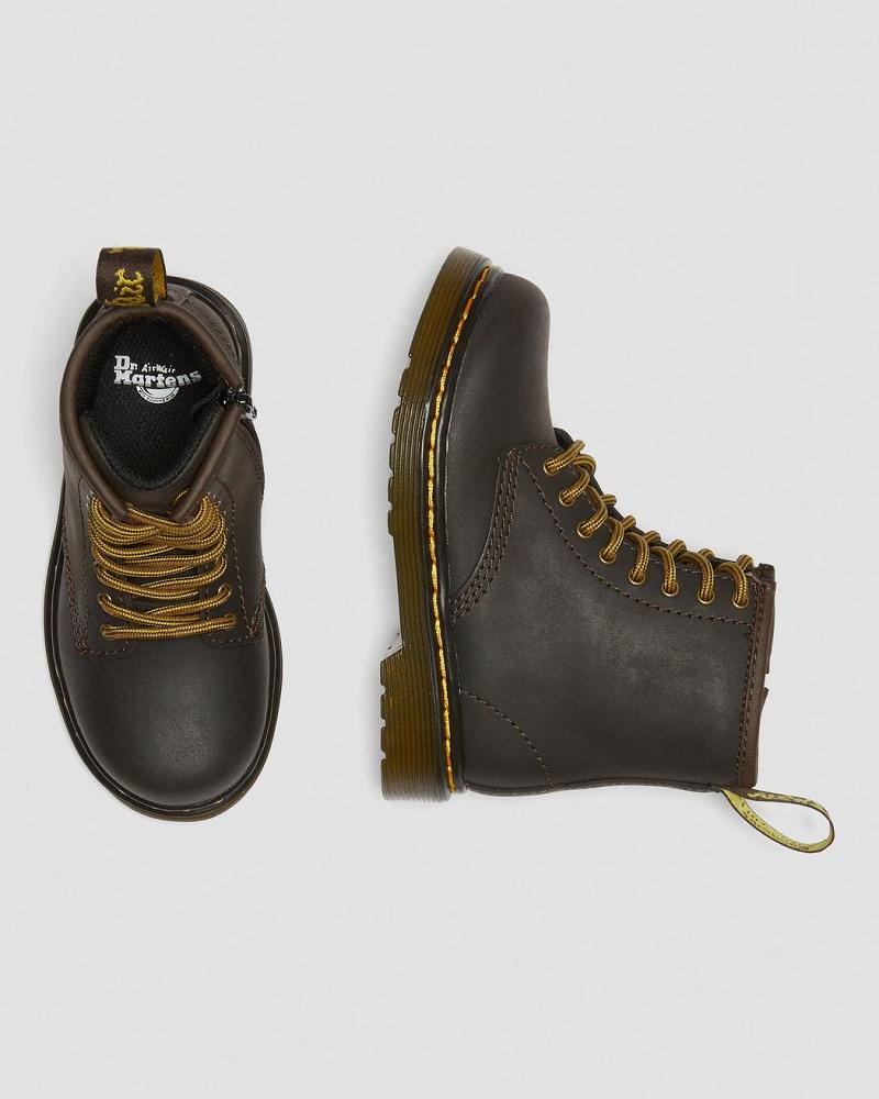 Dr Martens Toddler 1460 Wildhorse Læder Snørestøvler Børn Mørkebrune | DK 706OKI
